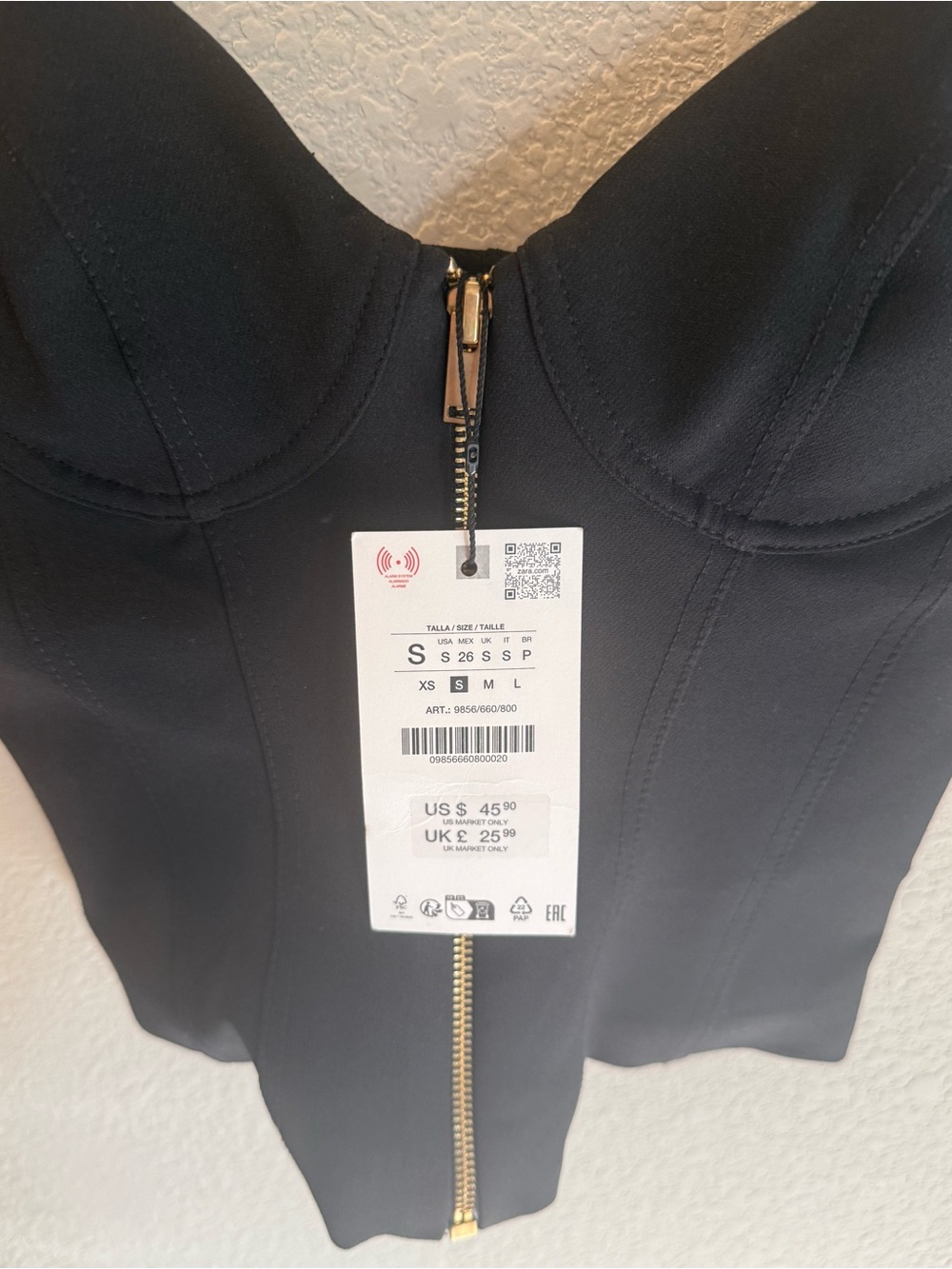 NWT-Zara Corsetry Inspired Zip Crop Top